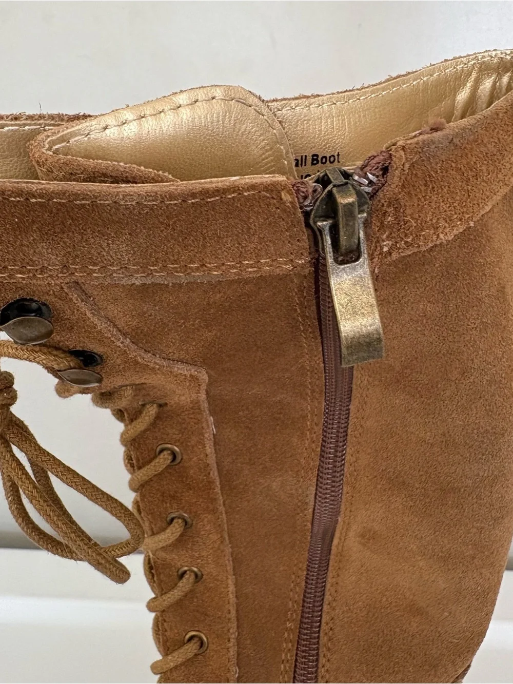 Joyfolie aelin lace up tall cow suede nutmeg color boots girls size 2Y